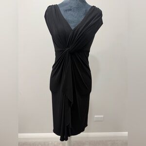 Catherine Malandrino Black Ruched V-Neck Cocktail Dress